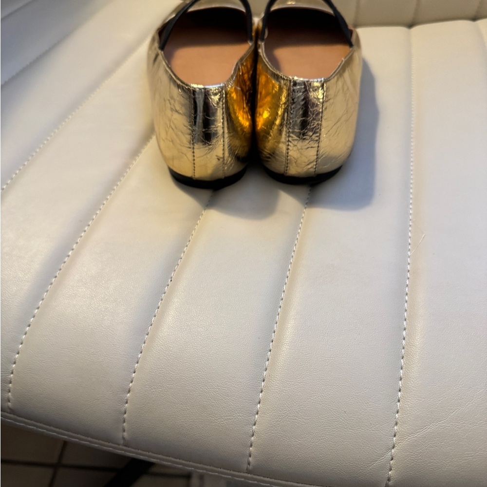 Madewell Gold Metallic Mary Jane Flats - Picture 6 of 7